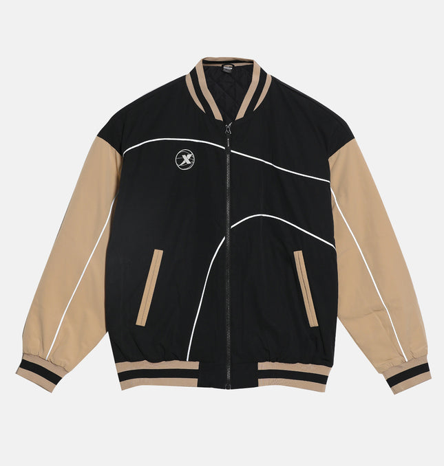 Xtep Colourblocked Cotton-padded Jacket - Black Khaki / M