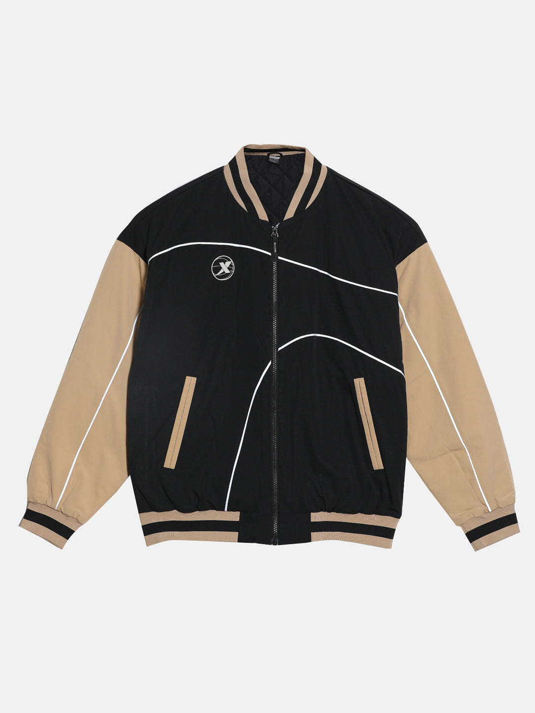 Xtep Colourblocked Cotton-padded Jacket - Black Khaki / M