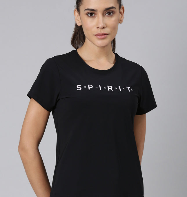 Xtep-Comfort Women Short-sleeve T-shirt - Black / XS