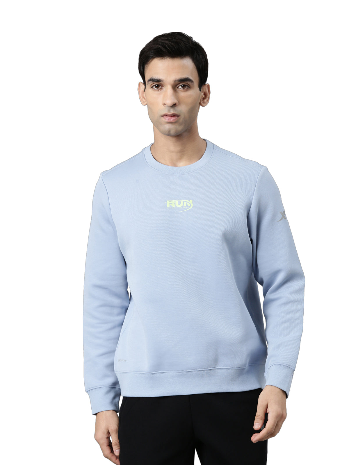 XTEP Crew Neck Cotton Poly Running Sweatshirt for Men- Loose Fit Comfort - Three-Dimensional Structure- 56% Cotton 44% Polyester- Sweatshirt- Crew Neck