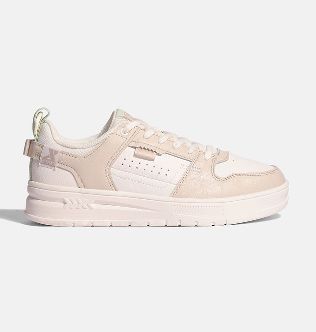Xtep Women Colourblock Skate Sneakers - Canvas White Leather Grey / 36