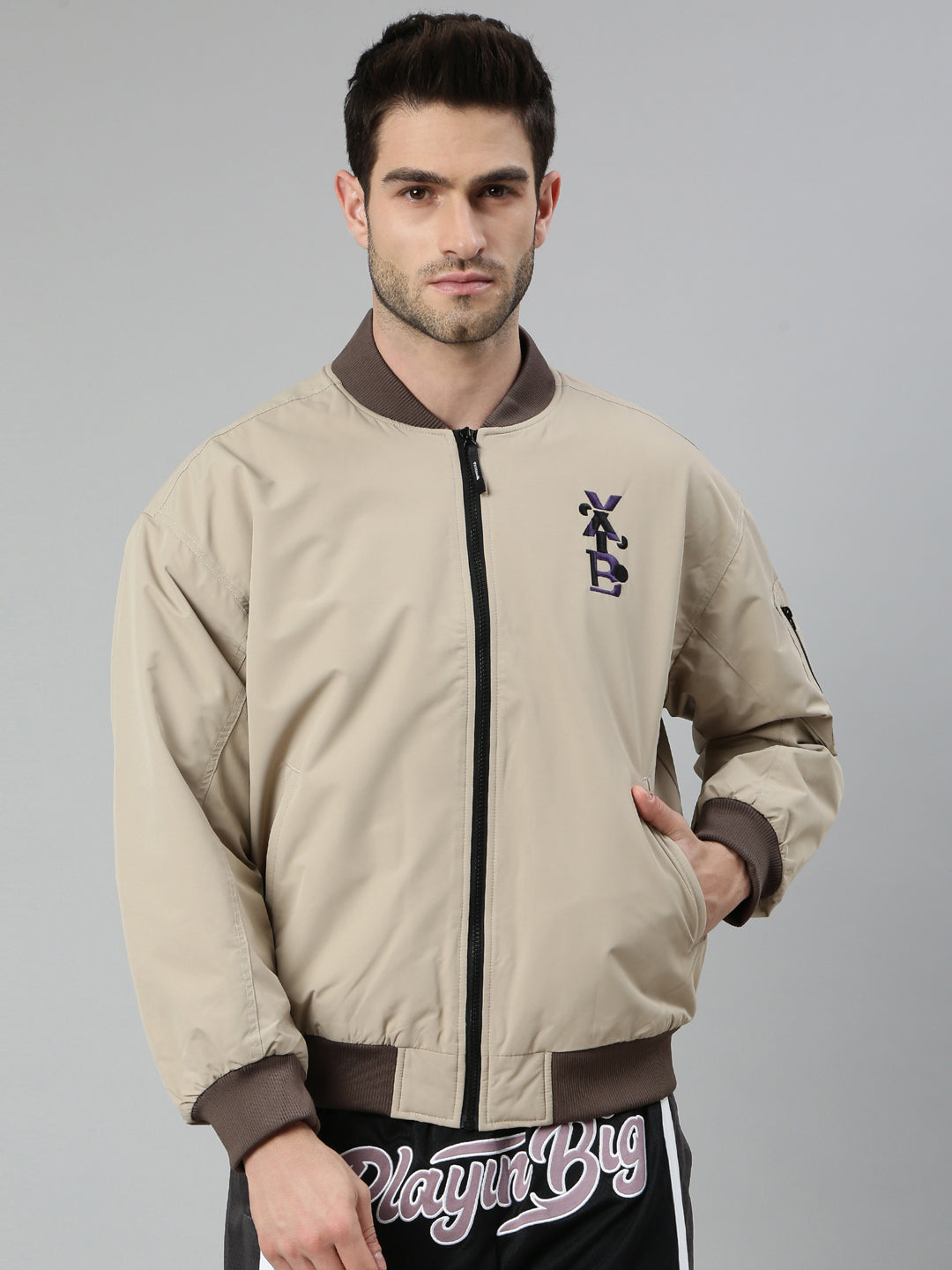 Xtep Men Jacket - Linen Grey / S
