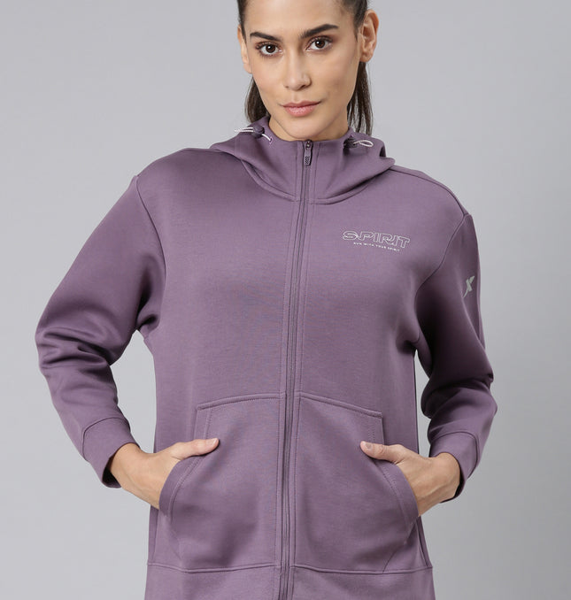 Xtep Hoodie Printed Sweatshirt - Dark Greyish Purple / XS