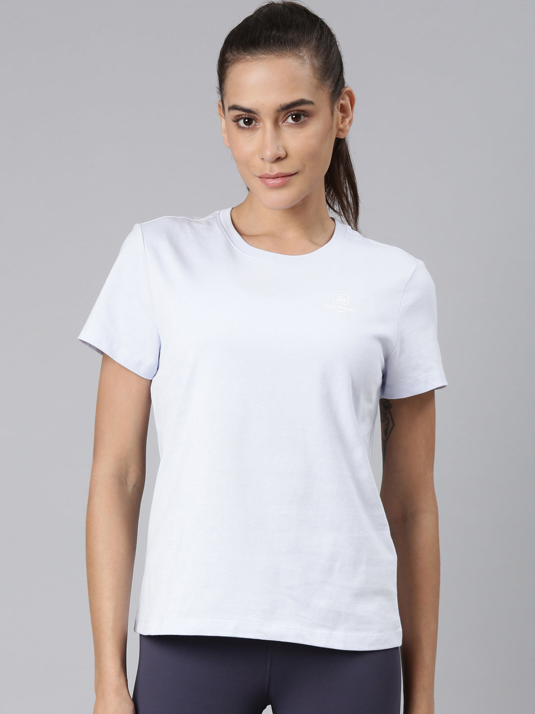Xtep-Comfort Women Short-sleeve T-shirt - Dusty Blue / XS