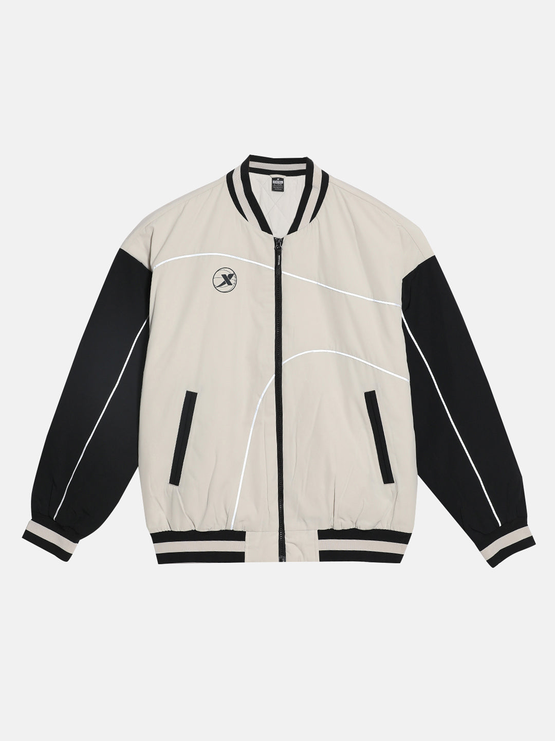 Xtep Colourblocked Cotton-padded Jacket - Antique White / M