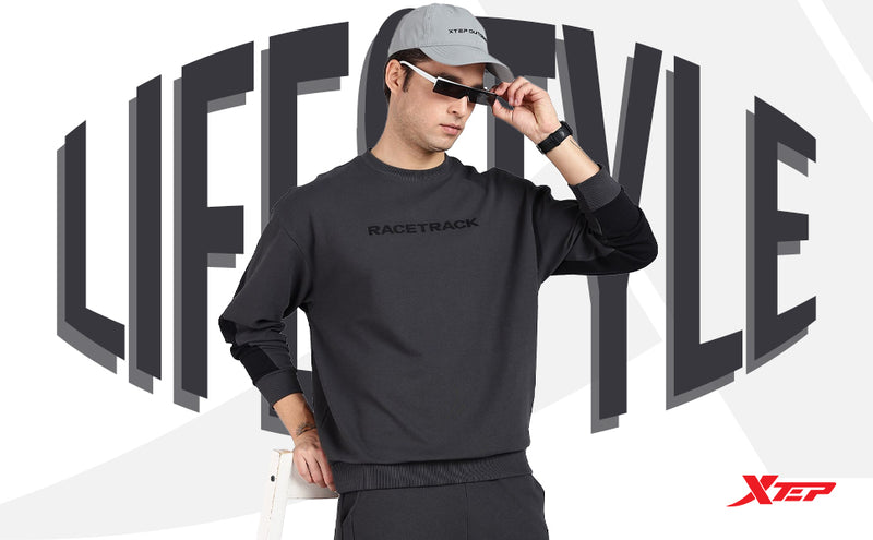 Xtep Men's Winter Micro Texture Pattern Lifestyle Loose Fit Hoodie