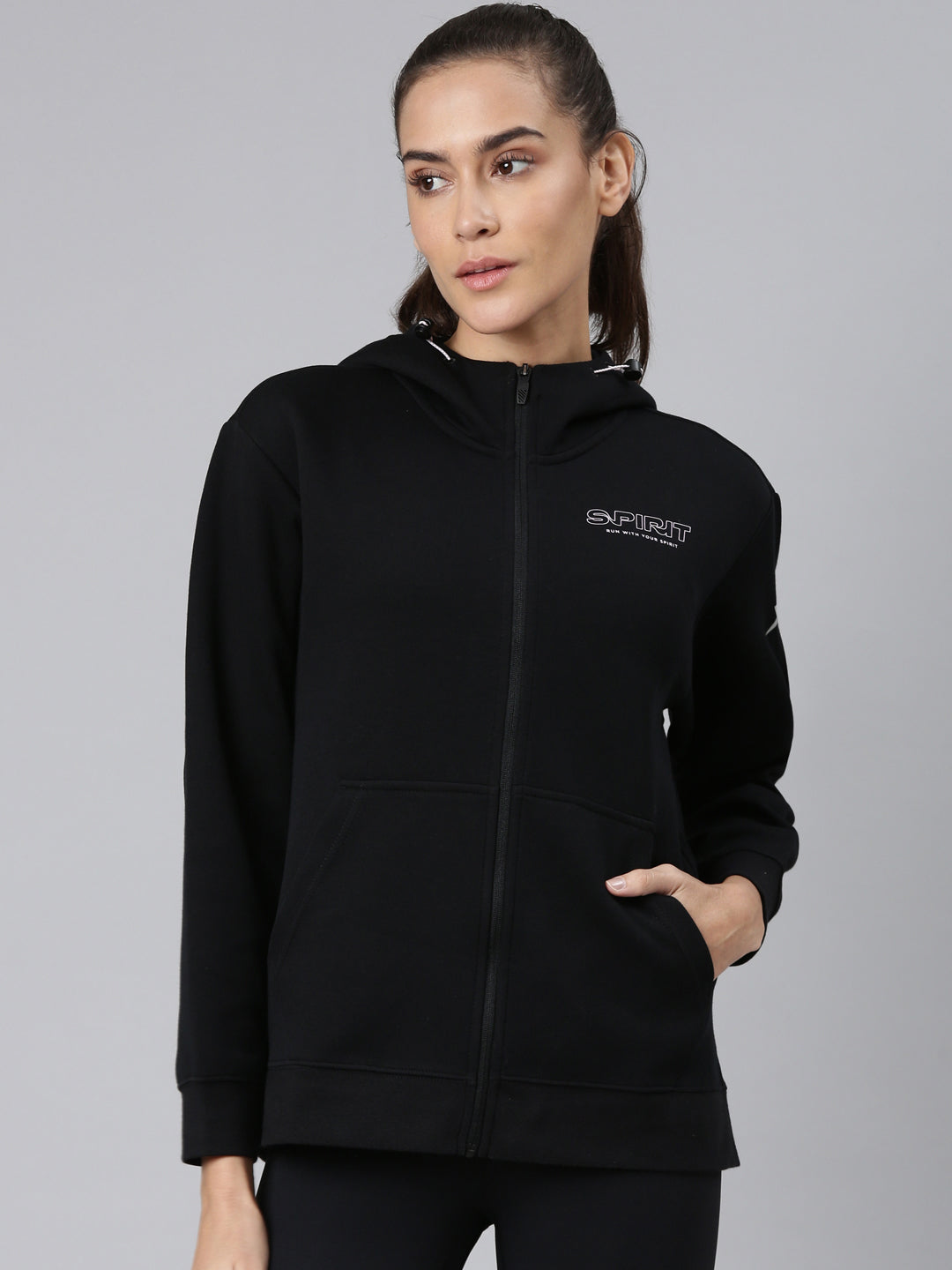 Xtep Hoodie Printed Sweatshirt - Black / XS