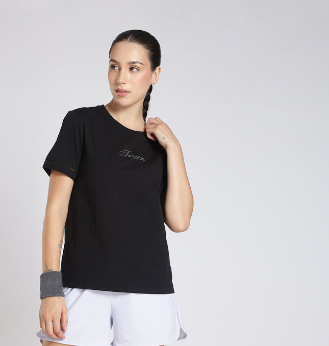 Xtep Women's Training T-Shirt – Sorona Cotton Blend, Antibacterial
