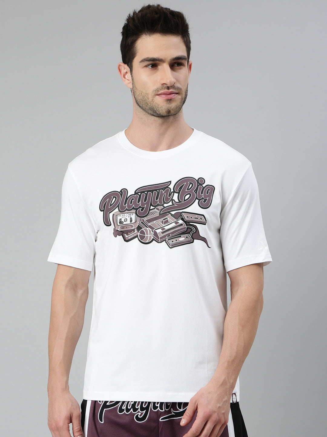 Xtep Men Basketball T-Shirt - Pearl White / S