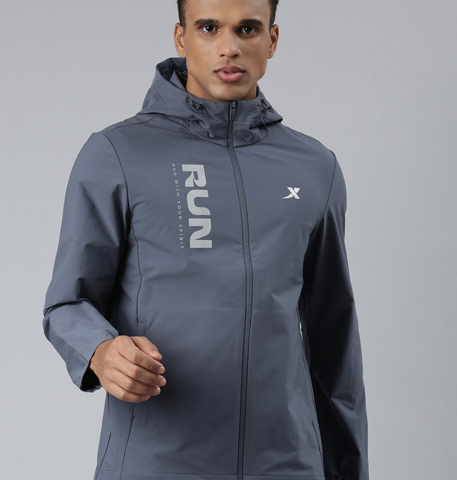 Xtep Mock Collar Windcheater Jacket - Greyish Blue / S