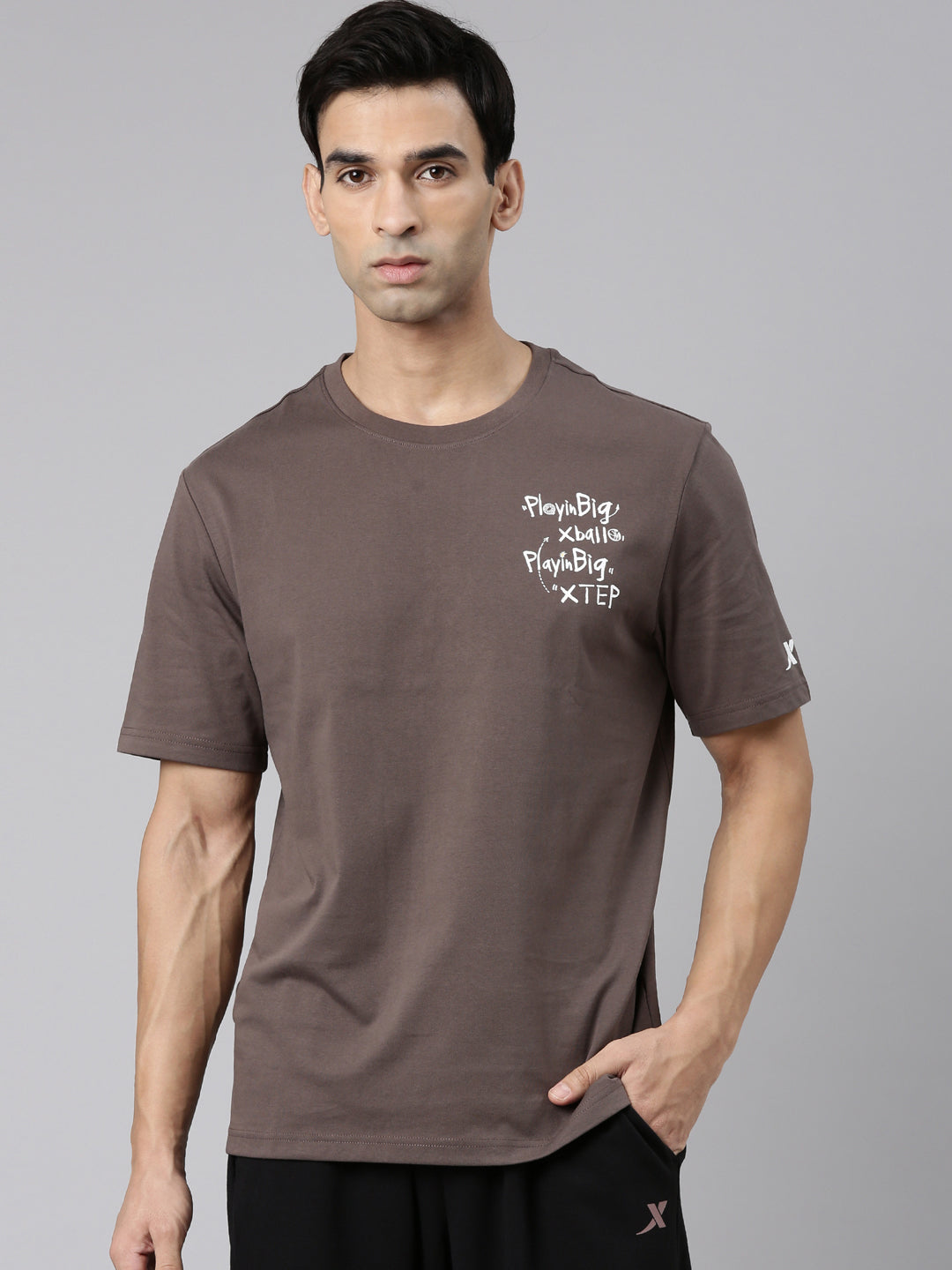 Xtep-Comfort Men Short-sleeve T-shirt - Sandy Brown / S