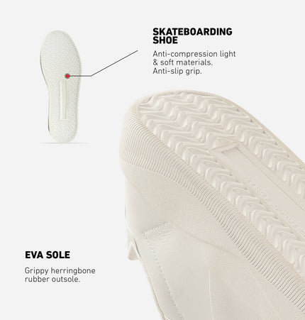 Xtep Men Split & Suede Leather Skateboarding Sneakers White