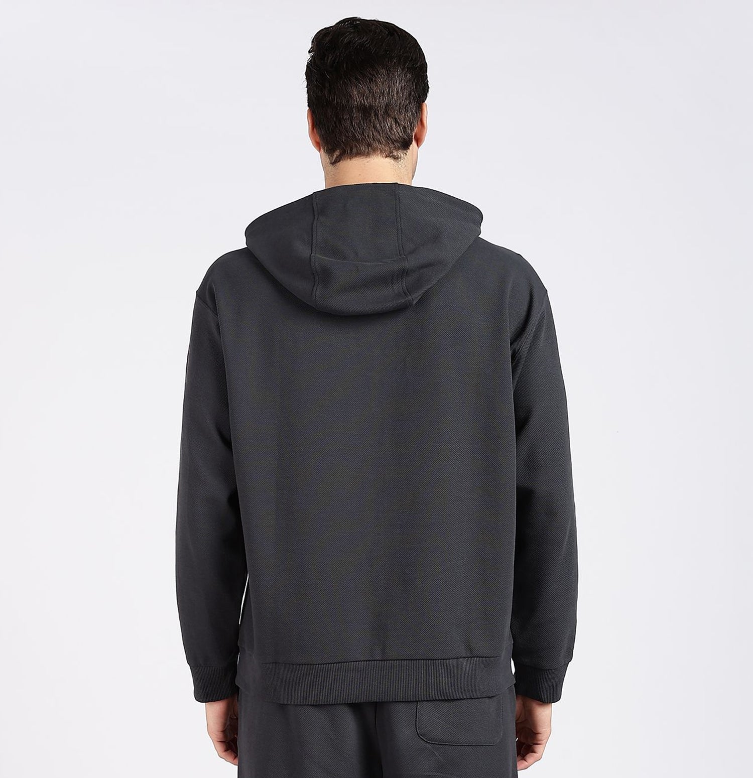 Micro Texture Loose Fit Hoodie - Horn Grey