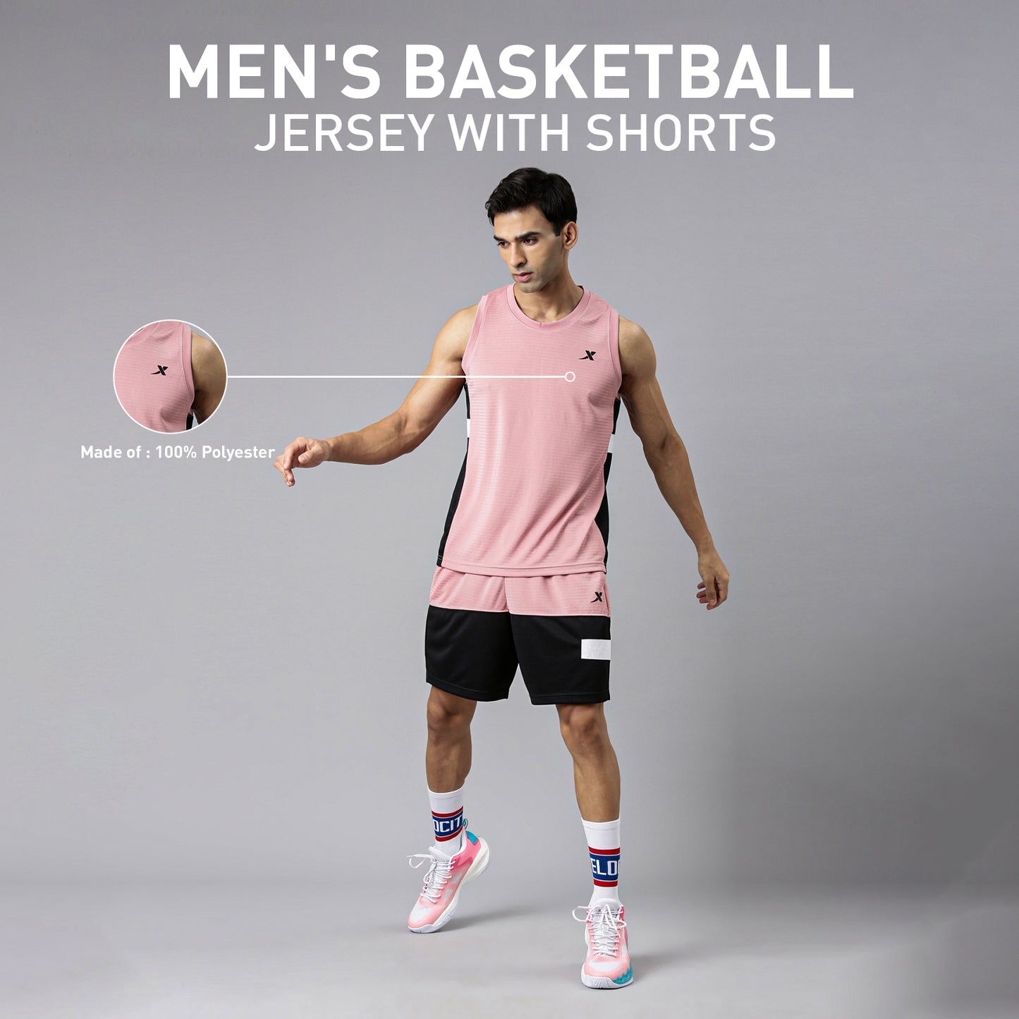 XTEP Sleeveless Polyester Basketball Sportswear & Uniform for Men- 100% Polyester- Regular Fit- Basketball Uniform- Cold Water Machine Wash- Jersey+Shorts