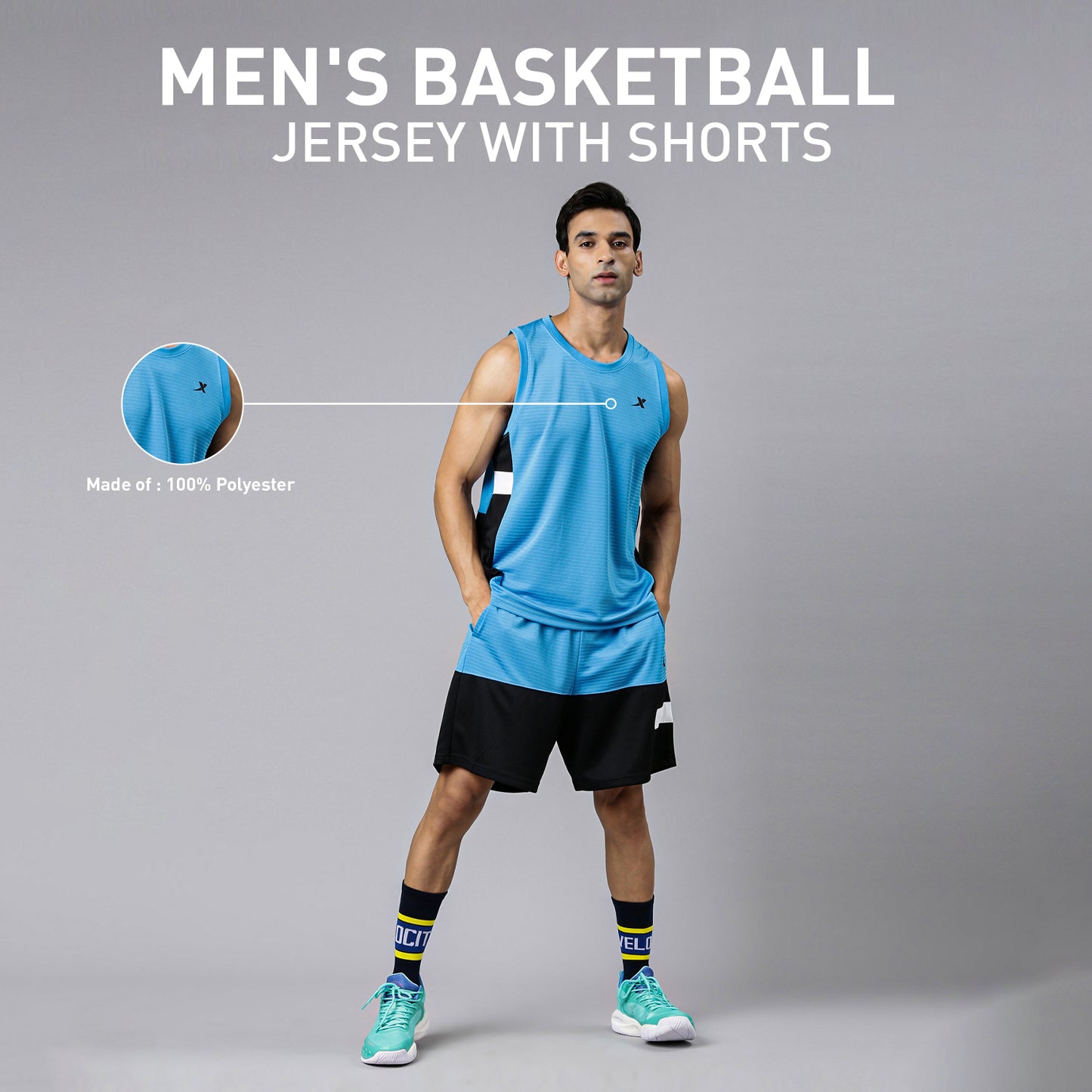 XTEP Sleeveless Polyester Basketball Sportswear & Uniform for Men- 100% Polyester- Regular Fit- Basketball Uniform- Cold Water Machine Wash- Jersey+Shorts