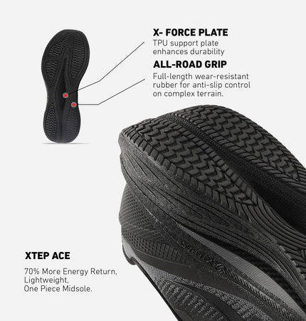 Xtep Men ACE One-Piece Performance Running Shoes Black