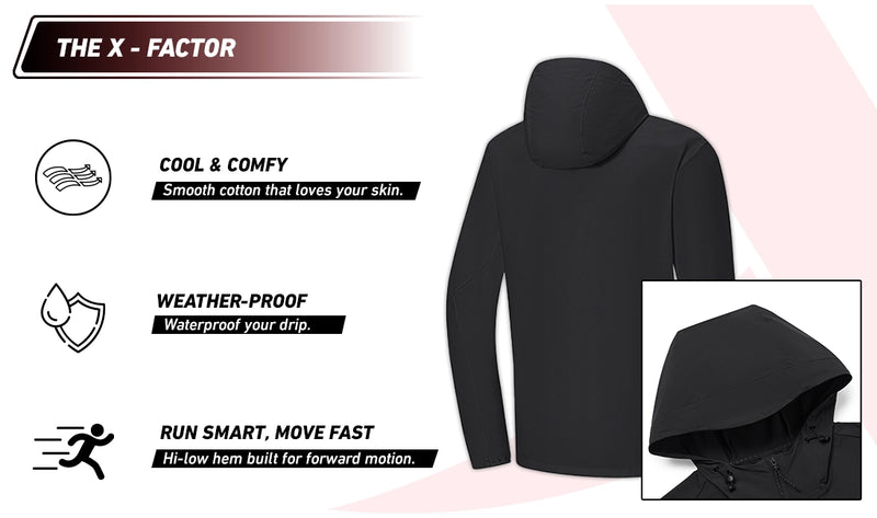 Xtep Men's Anti-UV Water Repellent Running Windbreaker Black
