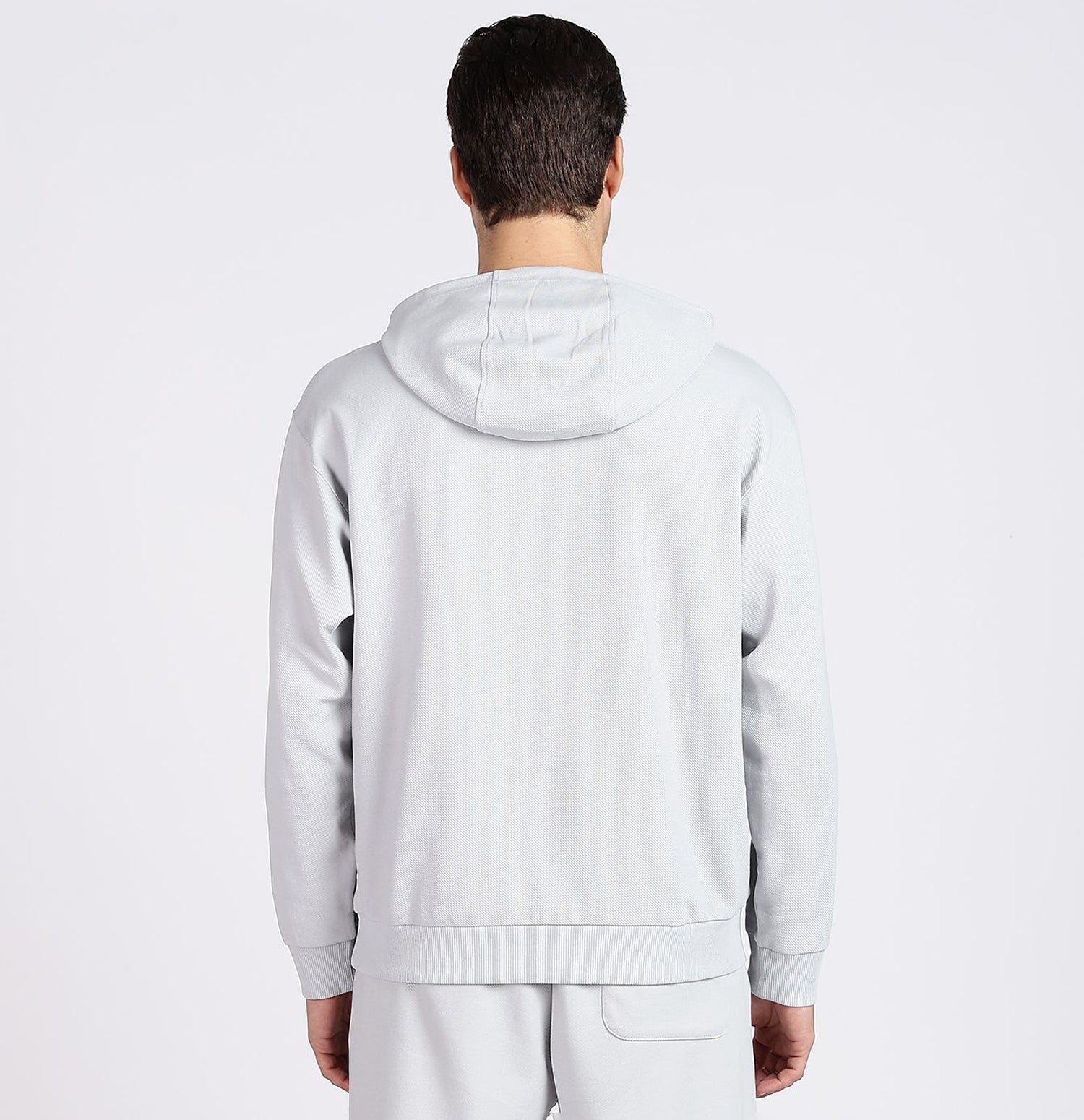 Micro Texture Loose Fit Hoodie - Grey