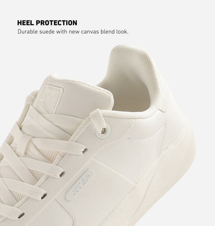 Xtep Men Split & Suede Leather Skateboarding Sneakers White