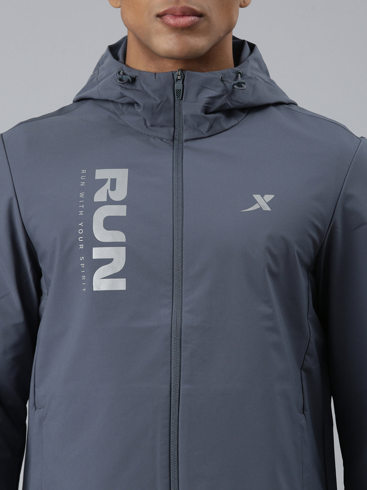 XTEP Run Printed Hoodie Single-layer Windbreaker Jacket for Men- 100% Polyester- Printed Hoodie Style Run- Single Layer Windbreaker- Running Jacket