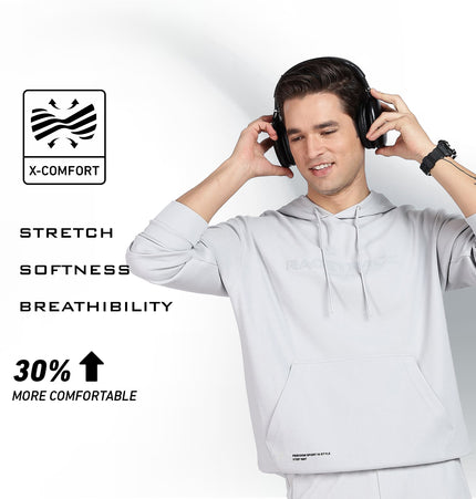 Xtep Men's Winter Lifestyle Micro Texture Pattern Loose Fit Hoodie