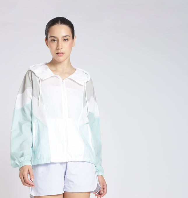 Xtep-Comfort Women Single-layer Windbreaker - Pearl White Ice Mint / L