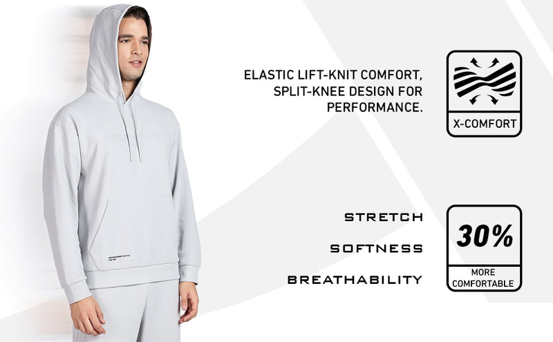 Xtep Men's Winter Lifestyle Micro Texture Pattern Loose Fit Hoodie