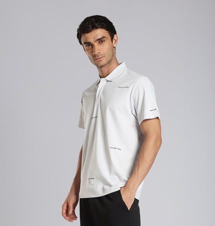 Xtep Men Roman Cotton Flannel Printed Polo T-Shirt