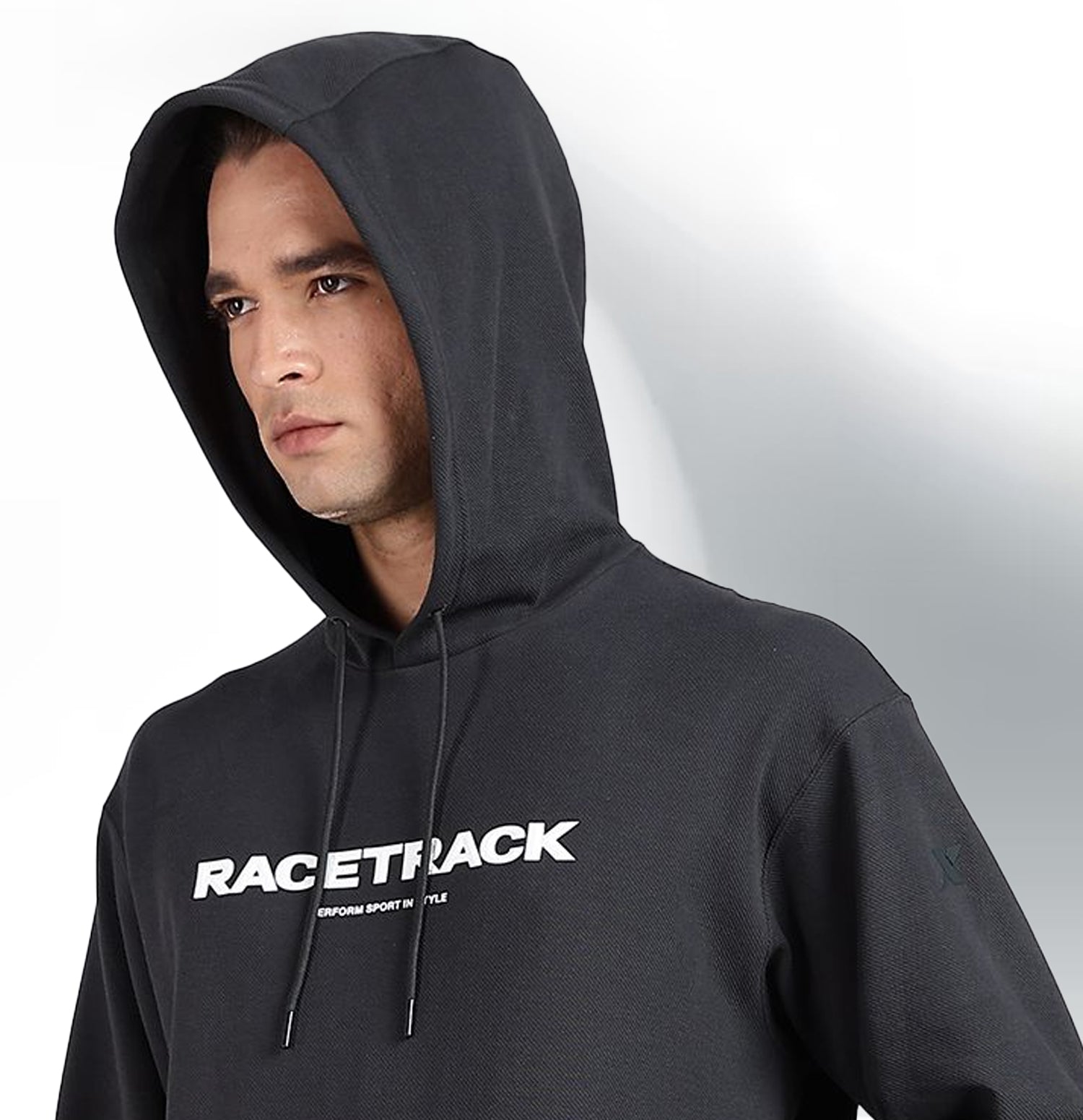 Micro Texture Loose Fit Hoodie - Horn Grey