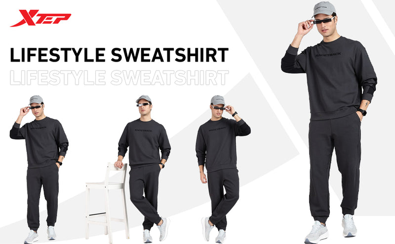 Xtep Men's Winter Micro Texture Pattern Lifestyle Loose Fit Hoodie