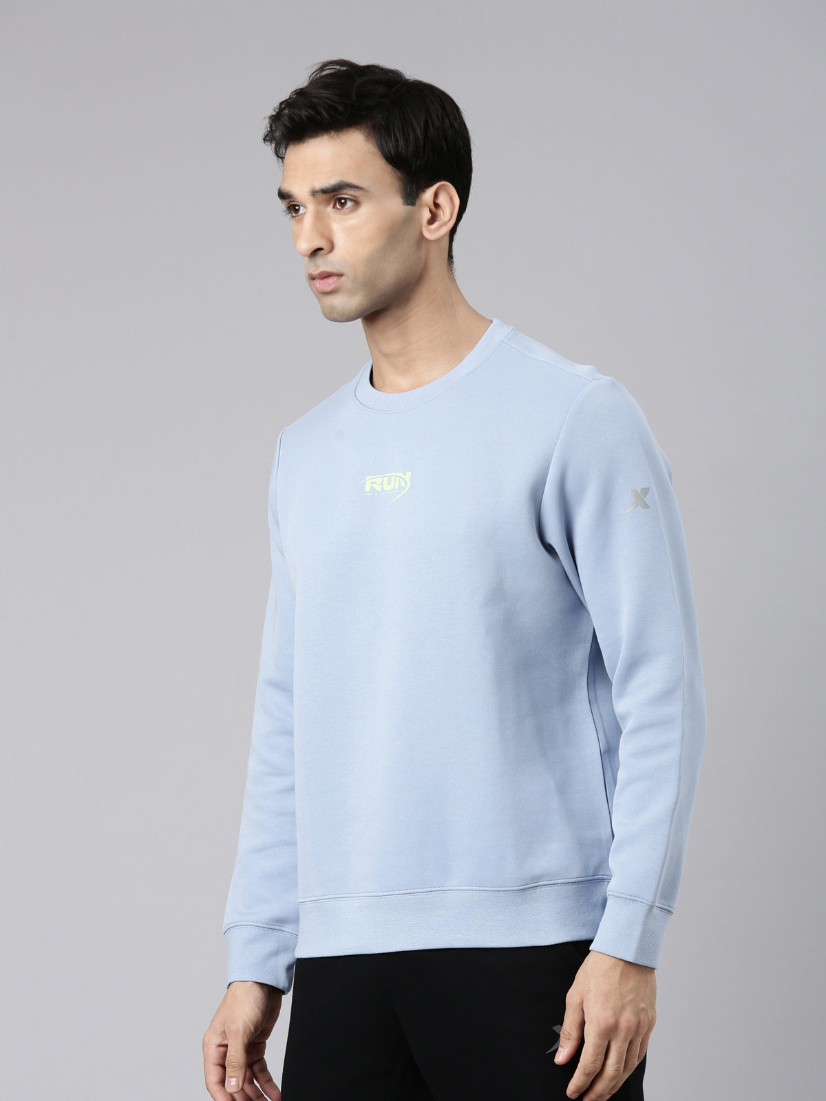 XTEP Crew Neck Cotton Poly Running Sweatshirt for Men- Loose Fit Comfort - Three-Dimensional Structure- 56% Cotton 44% Polyester- Sweatshirt- Crew Neck