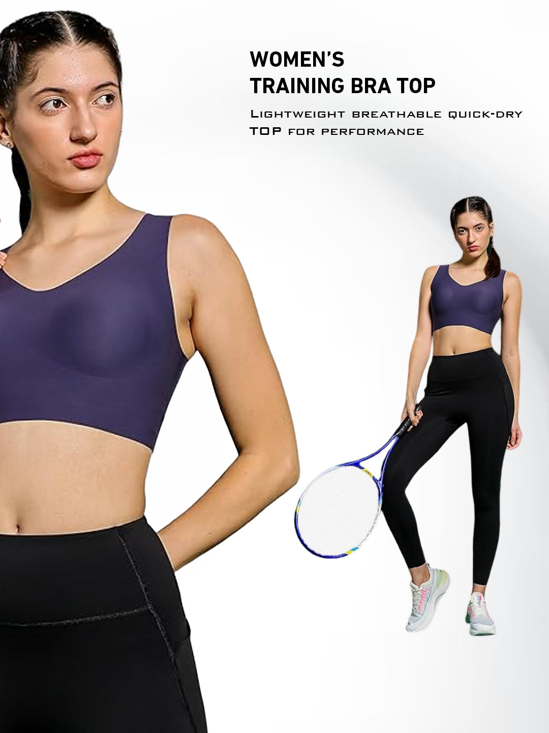 Quick-Dry Comfort Sports Bra - Dusty Purple