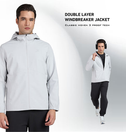 XTEP Men's Winterwear Running X-Shield  (Waterproof, Stainproof, Oilproof) Tech Windbreaker Jacket