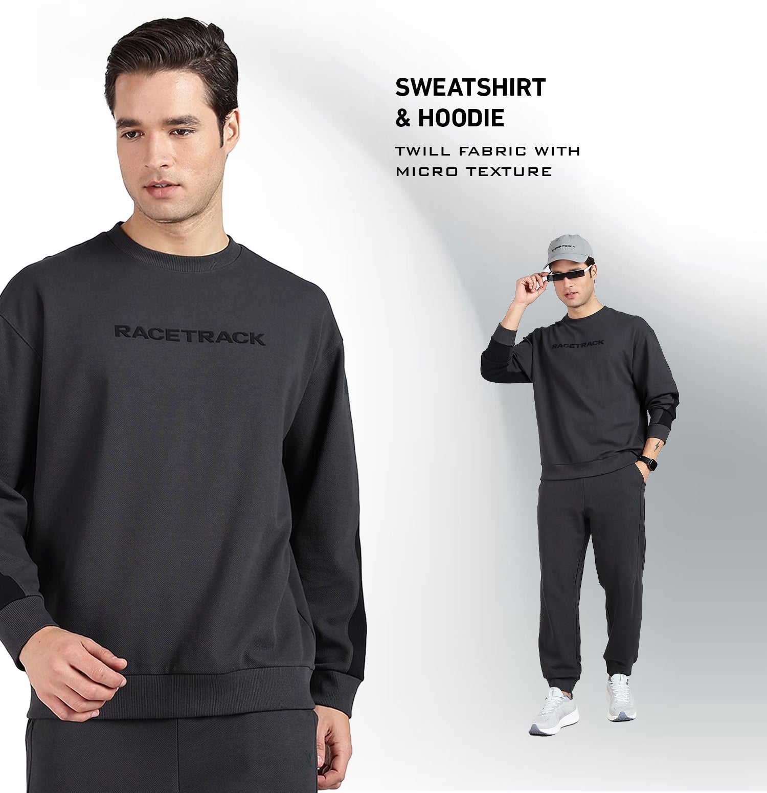 Micro Texture Loose Fit Sweatshirt - Horn Grey