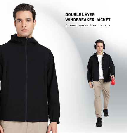 XTEP Men's  X-Shield Tech Double Layer Windbreaker Outdoor Training Jacket