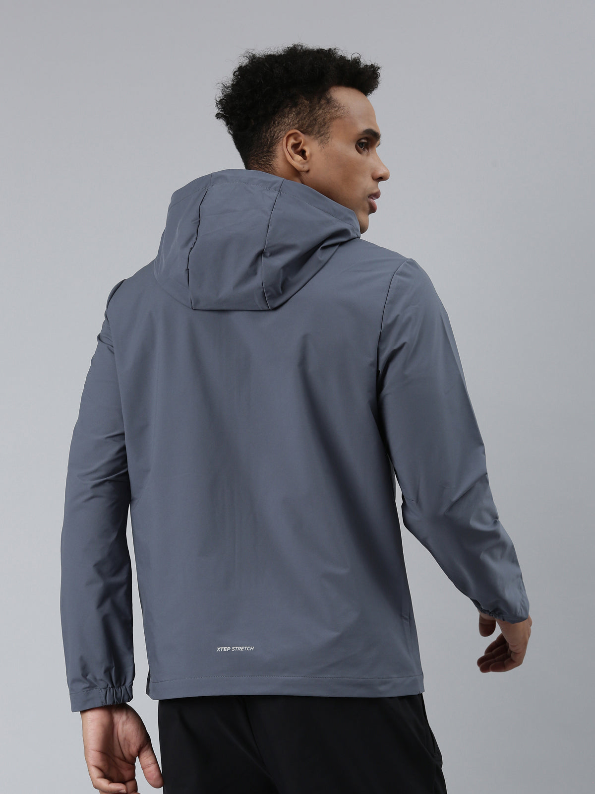 XTEP Run Printed Hoodie Single-layer Windbreaker Jacket for Men- 100% Polyester- Printed Hoodie Style Run- Single Layer Windbreaker- Running Jacket