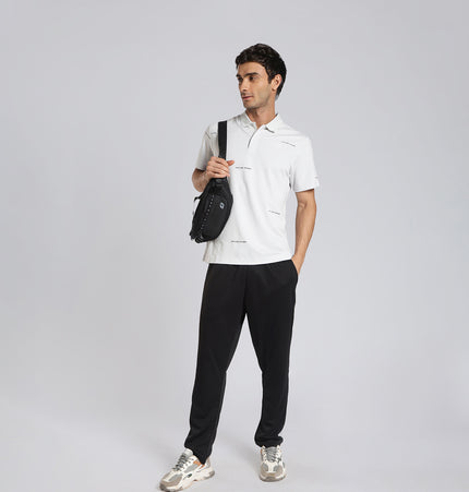 Xtep Men Roman Cotton Flannel Printed Polo T-Shirt