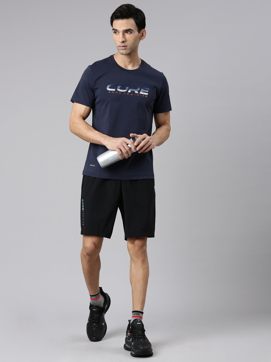 XTEP Blue Regular Fit Training T-Shirt for Men - (S)