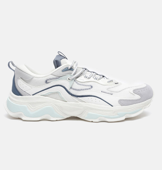Xtep Men Classic Running Shoes - Canvas White/Phantom Grey/UCLA Blue / 40