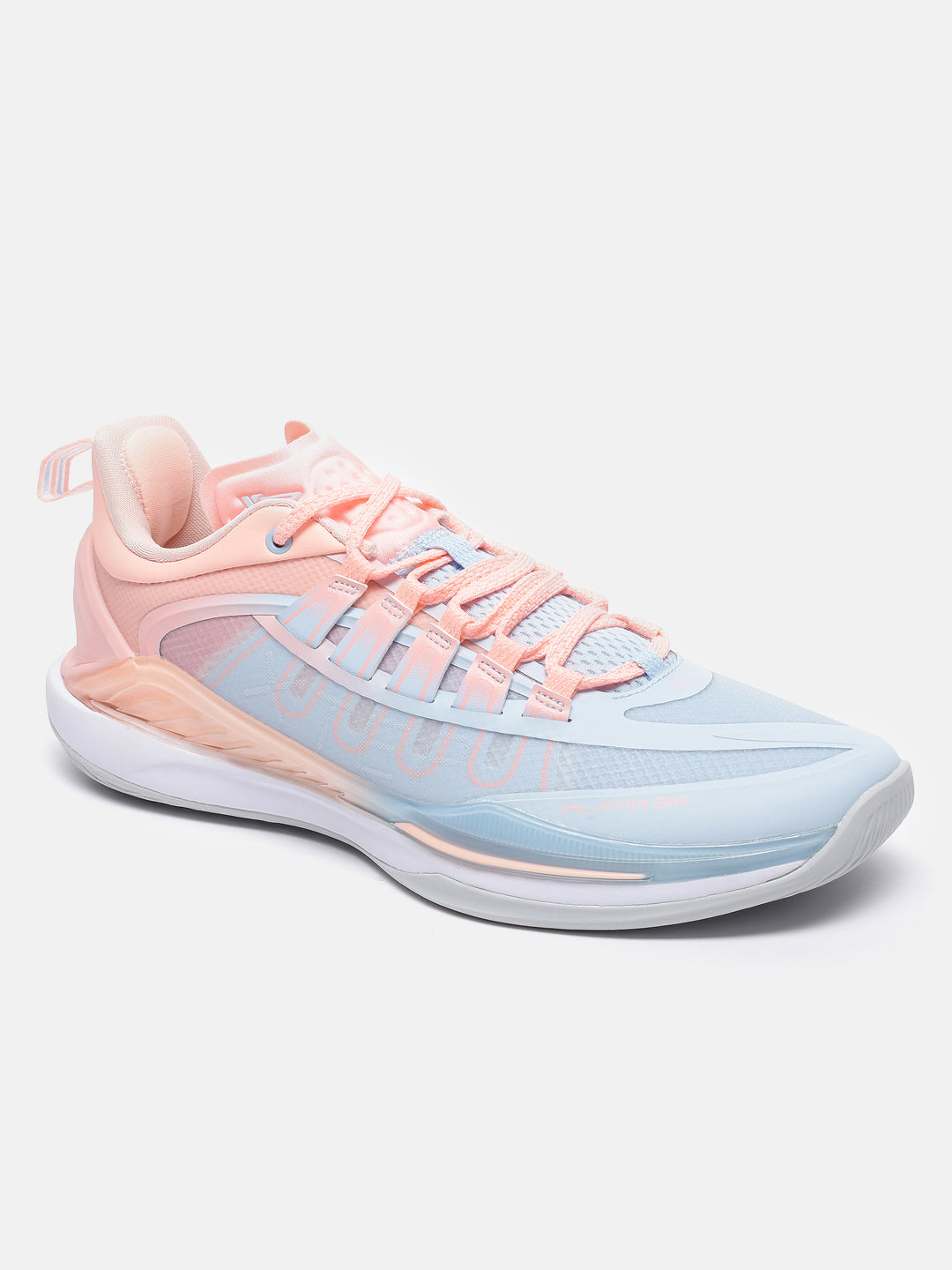 Xtep Feather Foam Basketball Shoes - Wavy Blue / Neon Pale Pink / 40