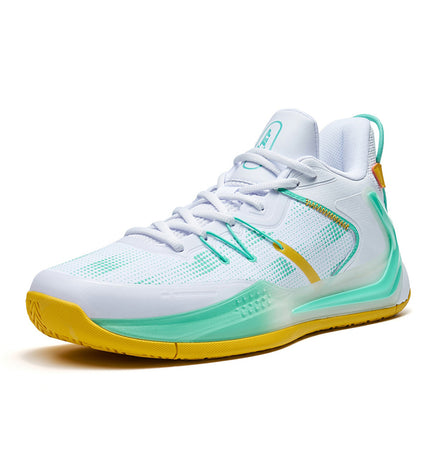 Xtep Men Feather Foam Basketball Shoes - White / Bluish Green / 40