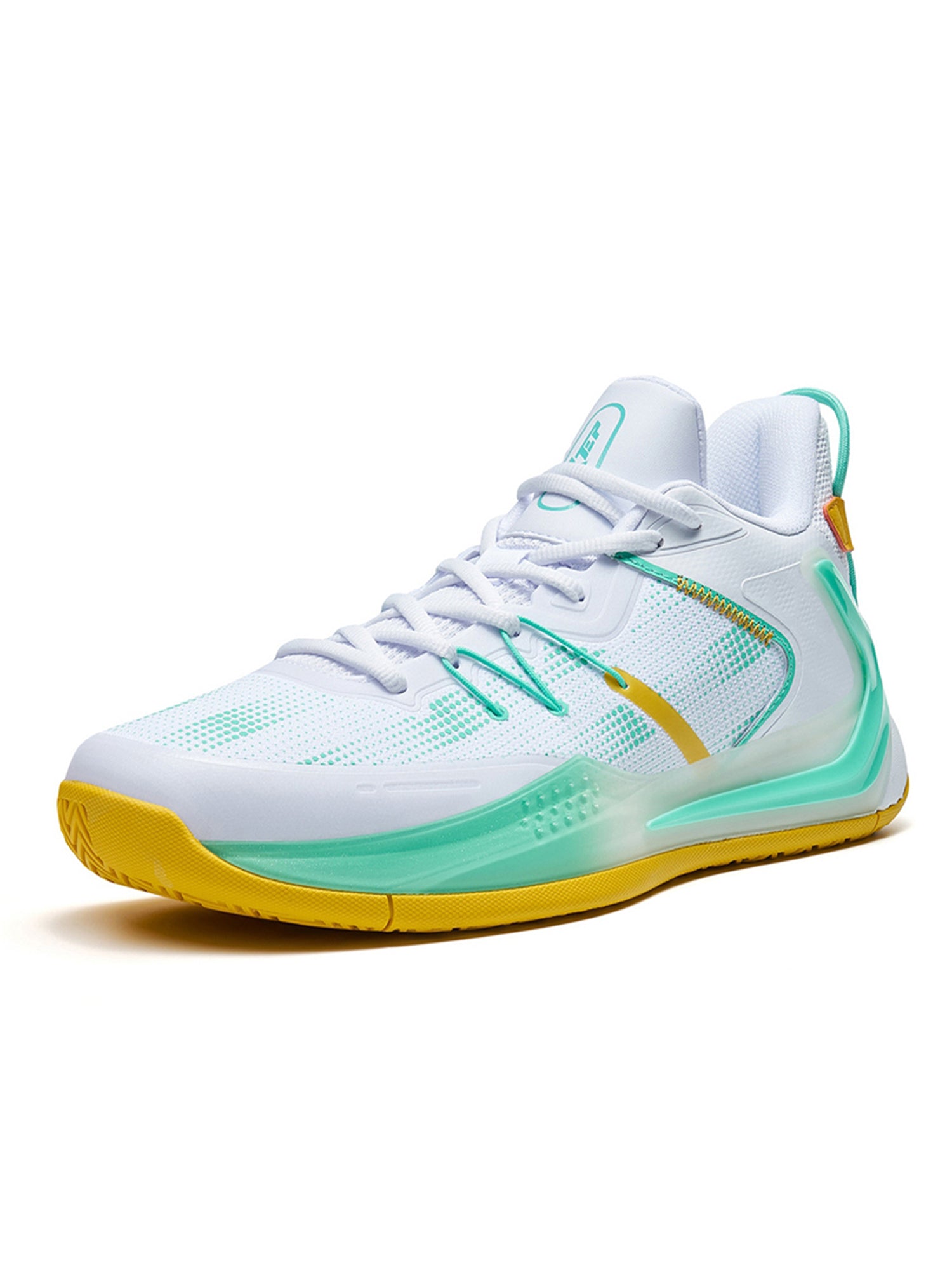 Xtep Men Feather Foam Basketball Shoes - White / Bluish Green / 40
