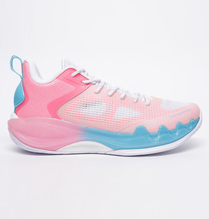 Xtep Men Pink Dynamic Foam Basketball Shoes - White/Peach pink / 40