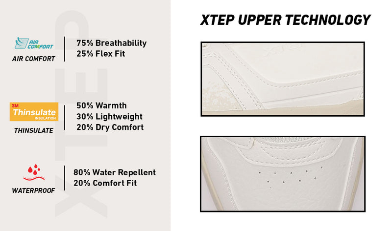 Xtep Mens Classic Skateboarding Shoe Canvas White