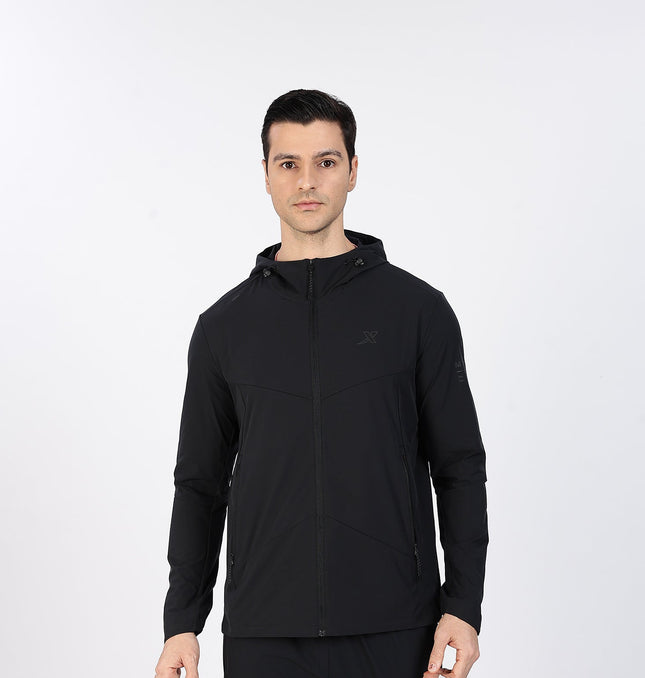 Xtep Men's Anti-UV Water Repellent Running Windbreaker Black