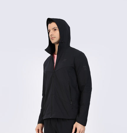 Xtep Men's Anti-UV Water Repellent Running Windbreaker Black
