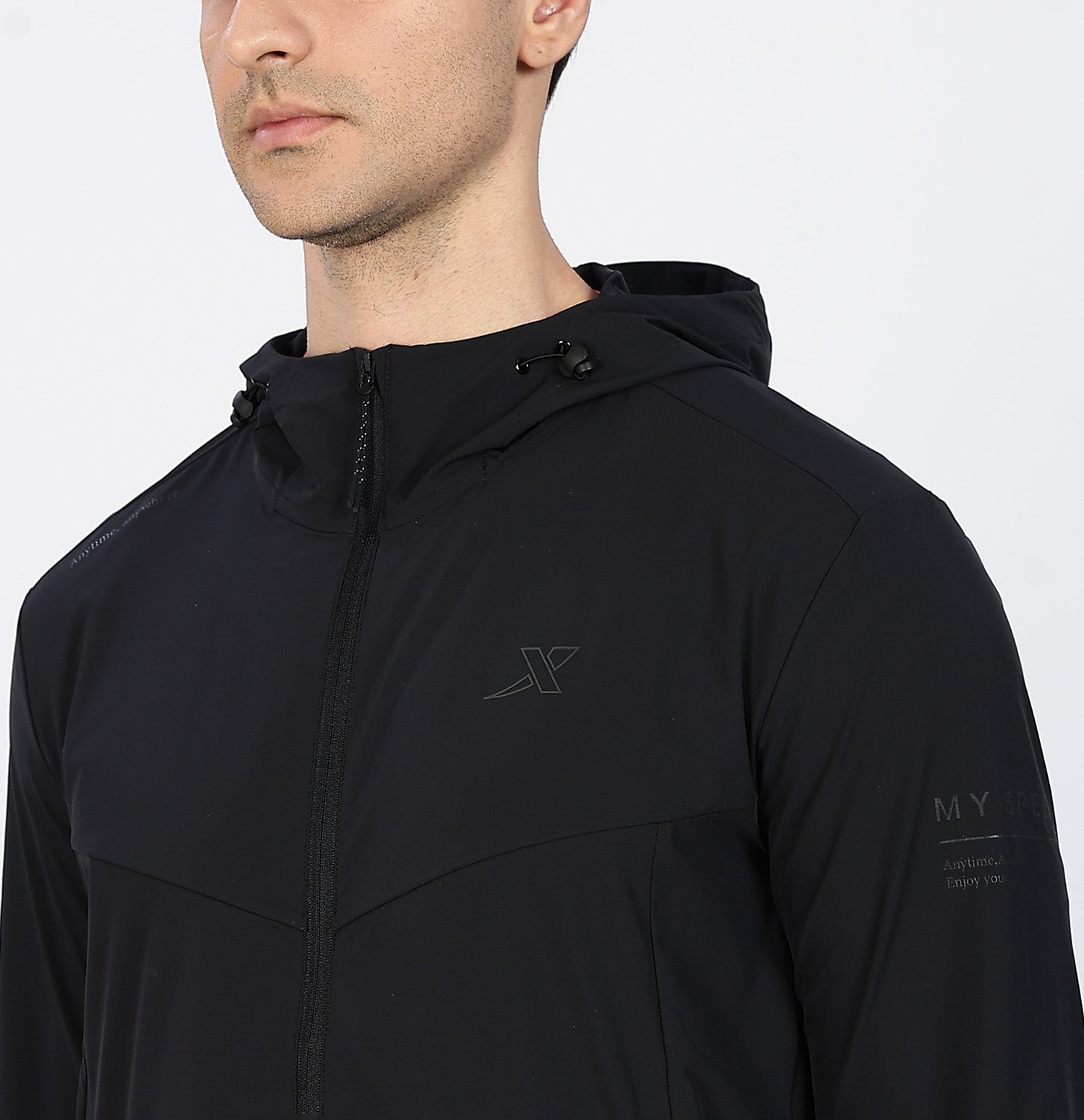 Lightweight Water-Repellent Windbreaker - Black