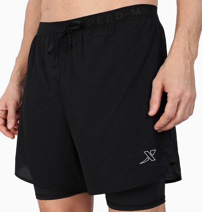 Dual-Layer Quick-Dry Shorts - Black