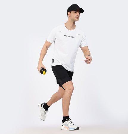 Xtep Men's Quick Dry Dual Layer Running Shorts Black