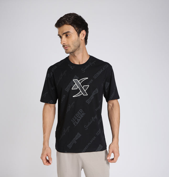 Xtep Men’s Comfort Printed T-Shirt – Retro Comfort Everyday Style - Black / S